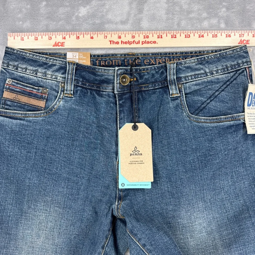 PRANA Axiom Jean Mens 34x32 Antique Stone Wash Organic Stretch Denim NWT